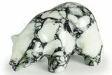 Realistic Polished Black and White Marble Bear w/ Fish - Alaska #326792-1